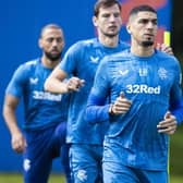 Leon Balogun in training yesterday. He has reunited with former Rangers teammates Kemar Roofe and Borna Barisic, pictured behind him (Photo by Alan Harvey / SNS Group)