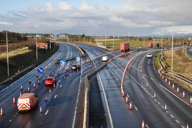 The northbound diversion over the Forth Road Bridge during last weekend's trial. Picture: BEAR Scotland