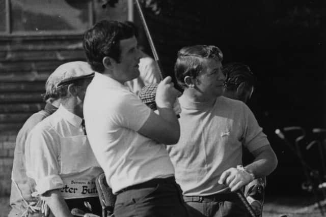 Harry Bannerman tees off at South Herts Golf Club in September 1971 as members of the Great Britain & Ireland Ryder Cup team prepared to head to Missouri for the match at Old Warspn Golf Club in St Louis. Picture: Central Press/Getty Images.