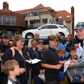 Bob MacIntyre autographs for young fans during the Genesis Scottish Open Pro-Am at The Renaissance Club. Picture: Andrew Redington/Getty Images.