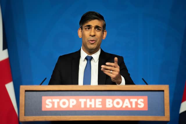 Prime Minister Rishi Sunak during a press conference in the Downing Street Briefing Room, London. Picture: James Manning/PA Wire