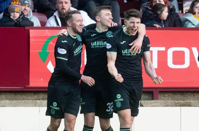 Hibs recorded a big win at Motherwell, with Kevin Nisbet scoring a hat-trick.