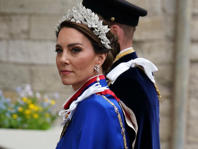 The Prince and Princess of Wales arriving at Westminster Abbey, central London, ahead of the coronation ceremony of King Charles III and Queen Camilla.