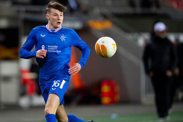 Rangers' Nathan Patterson during the Europa League Round of 16 first leg draw with Slavia Prague (Photo by Lukas Kabon / SNS Group)