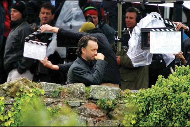 Photo: Gordon Jack. The Da Vinci Code being filmed at Rosslyn Chapel.