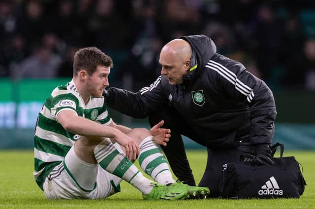 Celtic's Anthony Ralston was injured in the 2-1 win over Livingston.