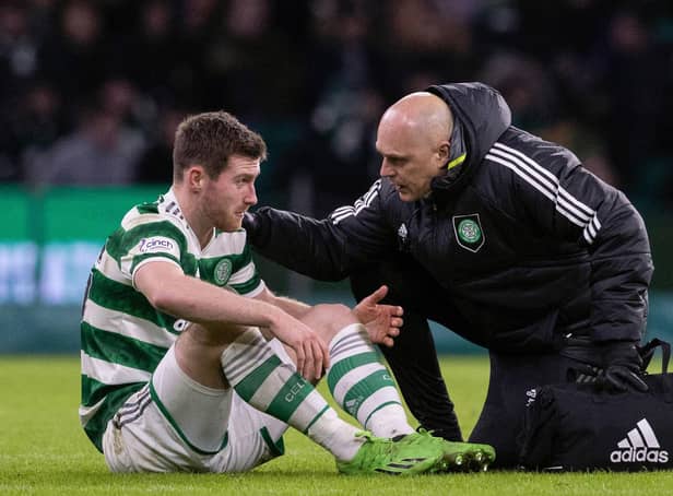 Celtic's Anthony Ralston was injured in the 2-1 win over Livingston.