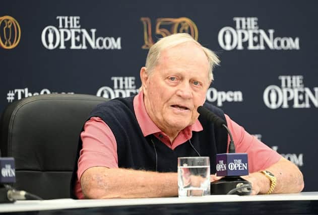 Three-time winner Jack Nicklaus speaks at a press conference in the build up to  The 150th Open at St Andrews. Picture: Ross Kinnaird/Getty Images.