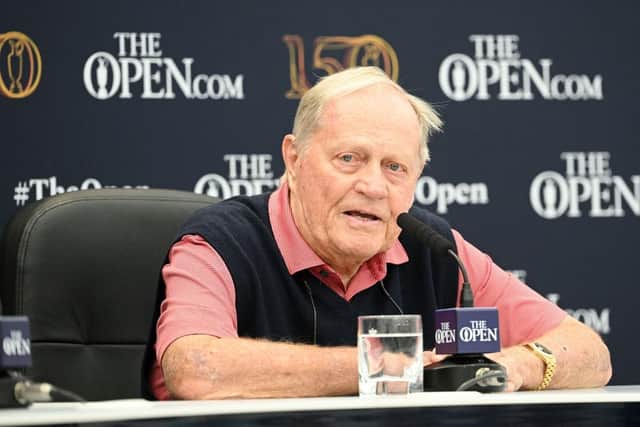 Three-time winner Jack Nicklaus speaks at a press conference in the build up to  The 150th Open at St Andrews. Picture: Ross Kinnaird/Getty Images.