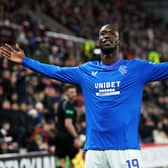 Abdallah Sima celebrates after scoring Rangers' winner against Hearts at Tynecastle. (Photo by Ross Parker / SNS Group)