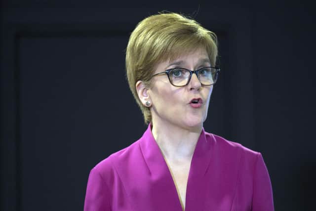 First Minister Nicola Sturgeon holding a media briefing at St Andrews House on Coronavirus (COVID-19) after she had taken part in the UK Governments COBRA meeting, on March 16, 2020 in Edinburgh Scotland. (Photo by David Cheskin - WPA Pool/Getty Images)