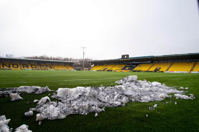 Livingston's Tony Macaroni Arena was hit with snow. Picture: SNS