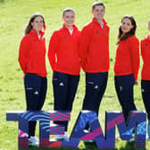Kathleen Dawson (1st left) with GB team-mates Katie Shanahan, Duncan Scott Angharad Evans, Lucy Hope and Keanna MacInnes (Pic Steve Welsh/Getty Images)