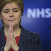 First Minister Nicola Sturgeon at the St Andrew's House briefing. Picture: Wattie Cheung
