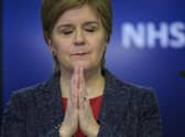First Minister Nicola Sturgeon at the St Andrew's House briefing. Picture: Wattie Cheung