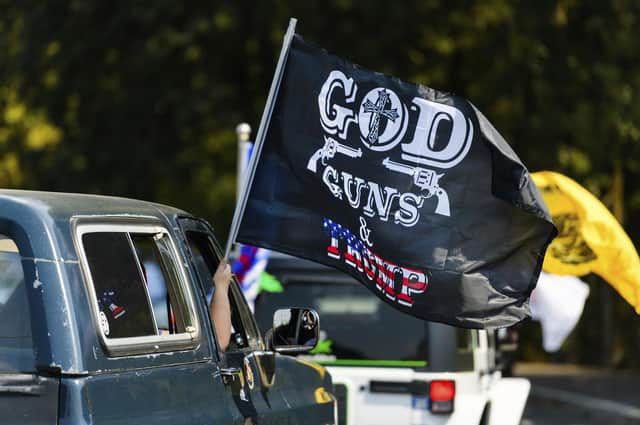 Trump supporters hold a rally in Oregon City to mark Labor Day, a holiday that celebrates workers, not unions (Picture: Michael Arellano/AP)