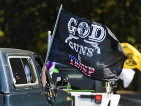 Trump supporters hold a rally in Oregon City to mark Labor Day, a holiday that celebrates workers, not unions (Picture: Michael Arellano/AP)
