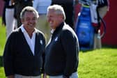 Tony Jacklin and Colin Montgomerie during the 2016 Ryder Cup Captains Matches at Hazeltine National Golf Club in Minnesota. Picture: Ross Kinnaird/Getty Images.