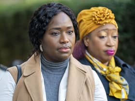 Sisters of Sheku Bayoh, Kadi Johnson (left) and Kosna Bayoh (right) outside Capital House in Edinburgh, ahead of the Sheku Bayoh inquiry. Picture: Jane Barlow/PA Wire