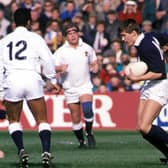 Scotland's Tony Stanger eludes the challenge from England's Peter Winterbottom (right) during the 1990 match at Murrayfield.