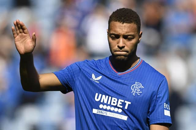 Rangers striker Cyriel Dessers looks dejected after the defeat to Celtic at Ibrox on September 3. (Photo by Rob Casey / SNS Group)