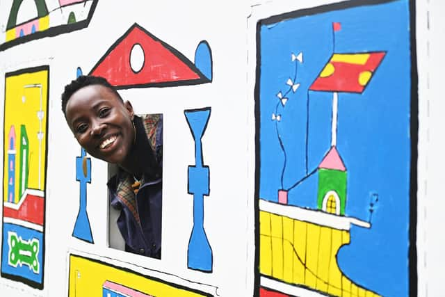 Artist Grace Browne with one of the installations at Glasgow Green. Picture: John Devlin