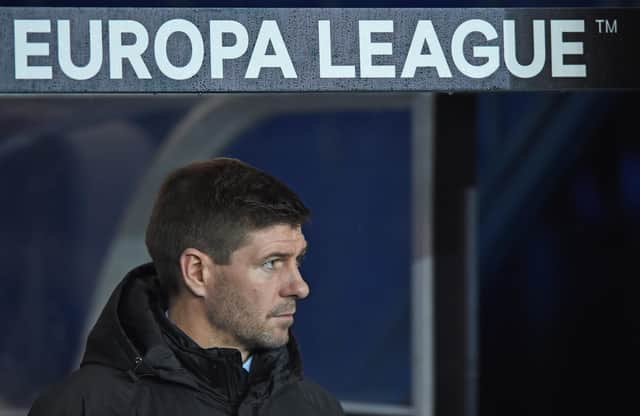 Rangers Manager Steven Gerrard leads his side into another Europa League match at Ibrox tonight(Photo by NEIL HANNA/AFP via Getty Images)