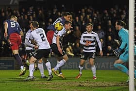 Kilmarnock's Jack Sanders (14) makes it 3-0 during a cinch Championship match between Ayr United and Kilmarnock at Somerset Park.