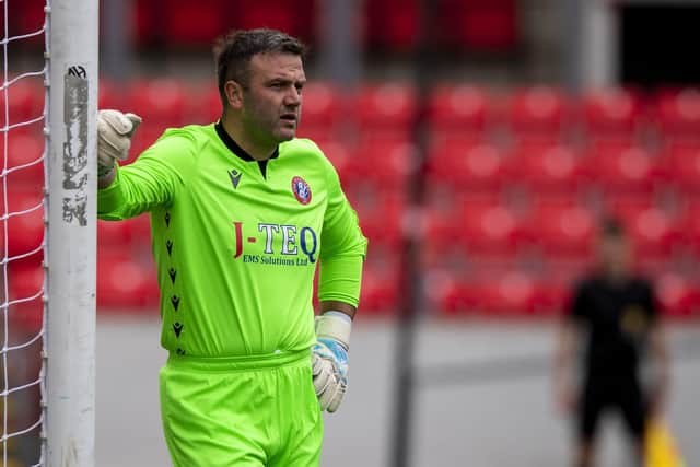 Blair Carswell saved two penalties as Spartans overcame Brechin City to reach the Pyramid Play-off final.