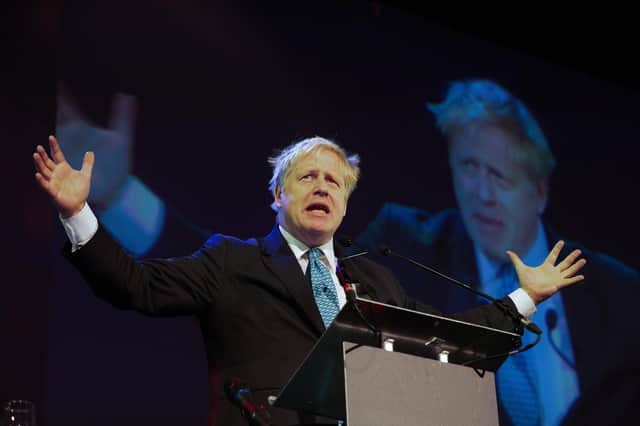 Britain's Conservative MP and former foreign minister Boris Johnson delivers a speech entitled "Opportunity in Uncertainty" at the Pendulum Summit 2019 conference at the Convention Centre in Dublin on January 10, 2019. (Photo by PAUL FAITH/AFP via Getty Images)