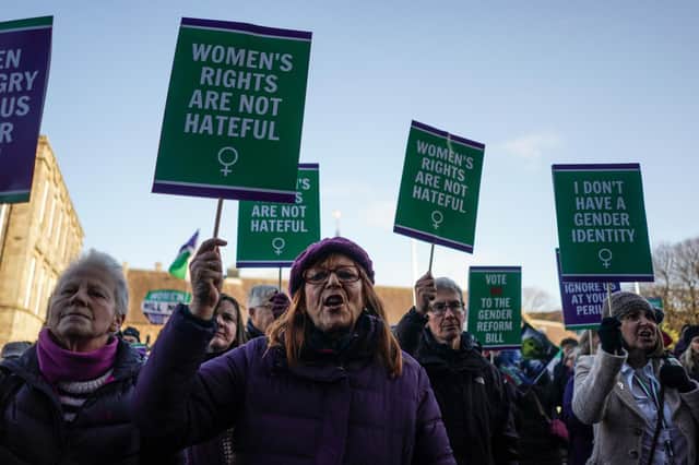 Protesters demonstrated outside the Scottish Parliament during discussion of the Scottish Government's Gender Recognition Reform Bill (Picture: Peter Summers/Getty Images)