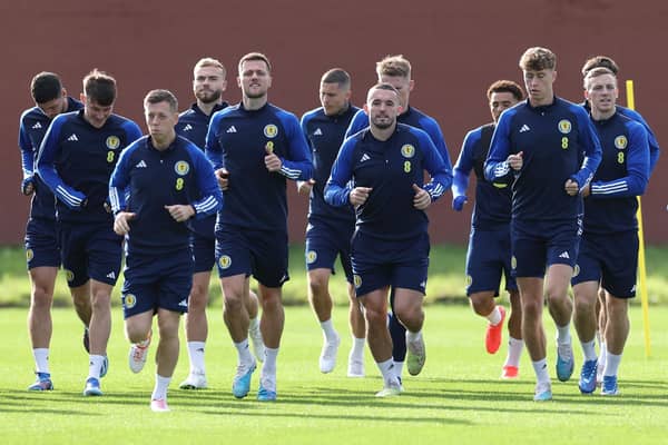 Scotland players train at Lesser Hampden on Wednesday before flying out to Seville to face Spain in a Euro 2024 qualifier. (Photo by Ian MacNicol/Getty Images)