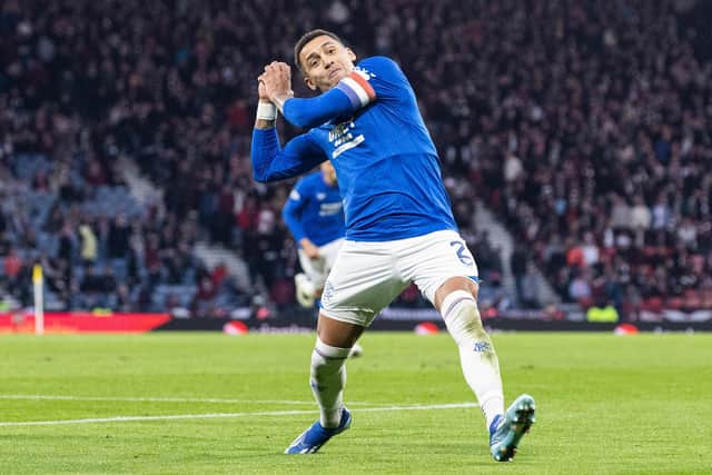 James Tavernier scored twice in the 3-1 win over Hearts.