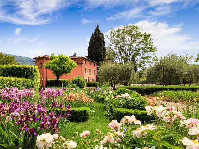 The Villa La Massa near Florence, Tuscany, where iris flowers flourish in the gardens. Pic: PA Photo/Handout.