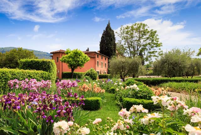 The Villa La Massa near Florence, Tuscany, where iris flowers flourish in the gardens. Pic: PA Photo/Handout.