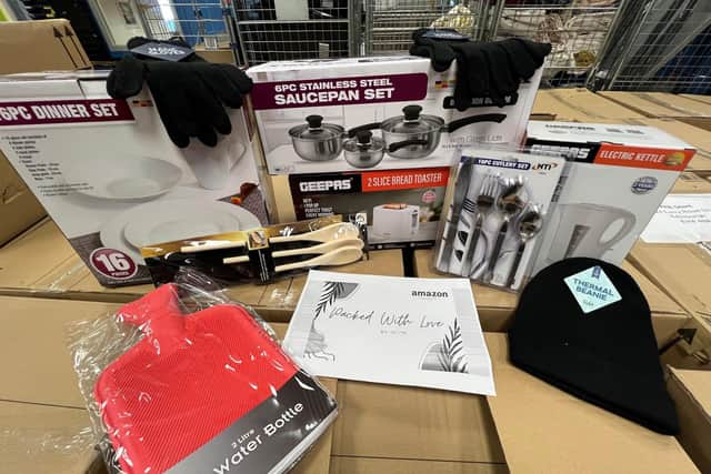 The Starter Packs included a variety of household necessities such as winter clothing, kettles, toasters and cutlery