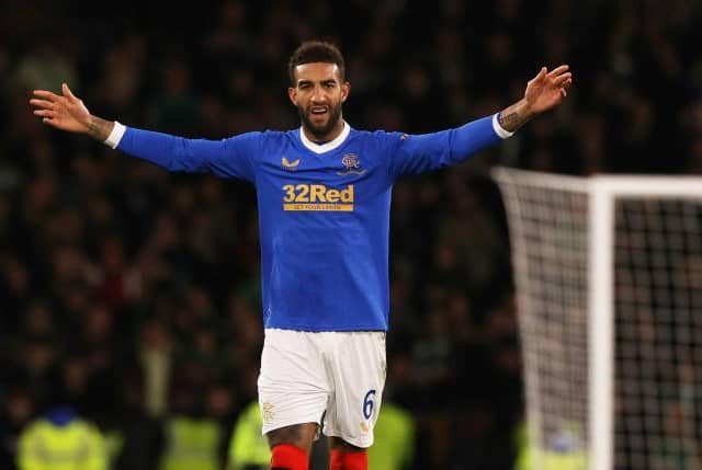 Rangers' Connor Goldson looks frustrated during a Premier Sports Cup semi-final match between Rangers and Hibernian at Hampden. (Photo by Craig Williamson / SNS Group)