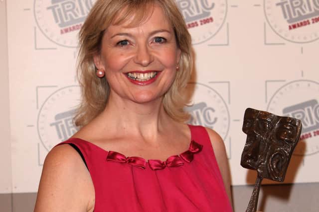 Carol Kirkwood with her award for 'best TV weather presenter' at the Television and Radio Industries Club (TRIC) awards in London, 2009.