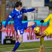 On-loan Queen of the South left-back James Maxwell (left), who still has a year left at Rangers, battles with Hibernian's Martin Boyle during this week's Scottish Cup tie  (Photo by Craig Williamson / SNS Group)