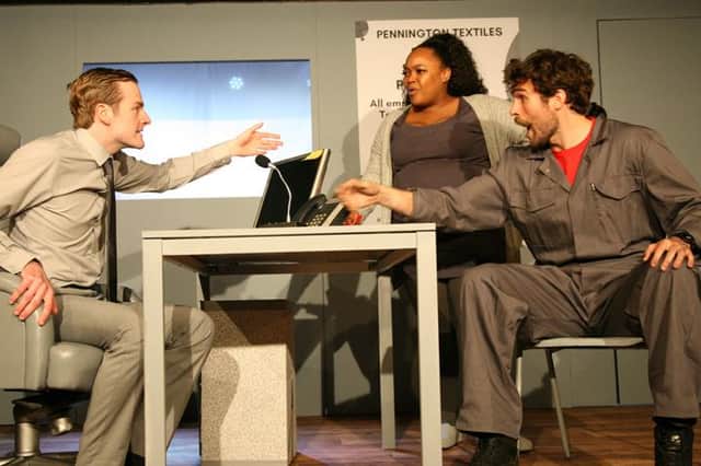 Ewan Miller, Laura Lovemore and Michael Guest appeared in Joke, at Oran Mor, in Glasgow.