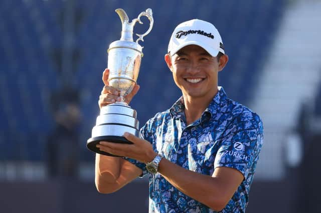 Open champion, Collin Morikawa celebrates with the Claret Jug at Royal St George's in Kent. Picture: Chris Trotman/Getty Images.