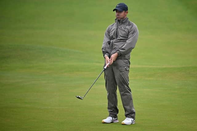 2014 winner Rory McIlroy reacts to a missed putt on the the 18th green in the final round at Royal Liverpool. Picture: Paul Ellis/AFP via Getty Images.