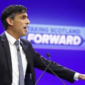 Prime Minister Rishi Sunak speaks during the Scottish Conservative conference in Aberdeen. Picture: Jeff J Mitchell/Getty Images