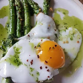 Salt cafe's egg and asparagus