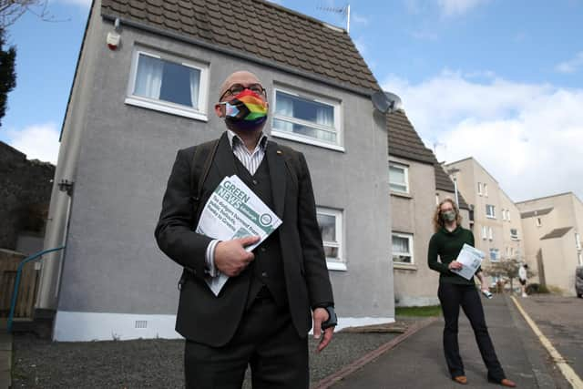 Scottish Green Party co-leaders Patrick Harvie and Lorna Slater on the local election campaign trail in Edinburgh.