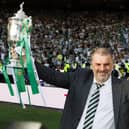 Ange Postecoglou with the Scottish Cup trophy which completed a domestic treble in his second and final season with Celtic. (Photo by Mark Scates / SNS Group)