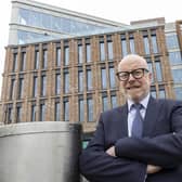 Chris Larmer, chief executive of the Student Loans Company, outside the new Glasgow headquarters building.