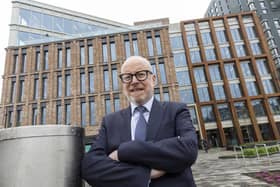 Chris Larmer, chief executive of the Student Loans Company, outside the new Glasgow headquarters building.