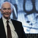 Wednesday, June 19, 2019 file photo, astronaut Michael Collins attends the JFK Space Summit at the John F. Kennedy Presidential Library in Boston.