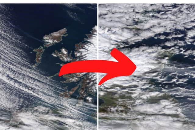 Our interactive map, constructed with NASA satellite imagery, shows Scotland blanketed with snow.
